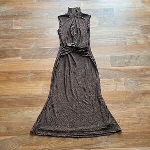 Elegant Brown, Sparkly Sleeveless Evening Gown